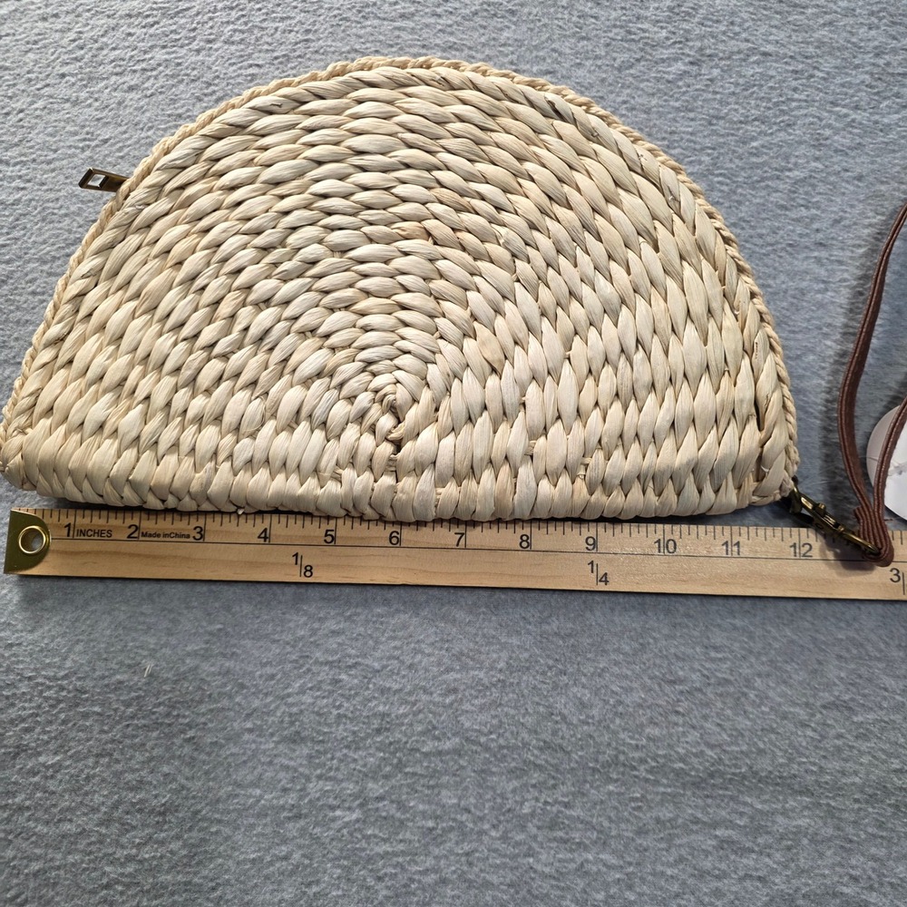 Straw Clutch Bag 3AM Forever Beige Boho Woven Half Moon Summer Handbag Boho Chic